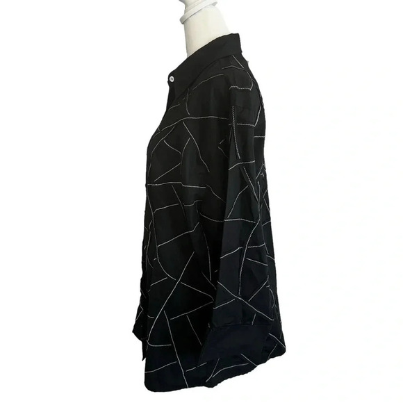 PONG POCO LTD 3/4 Sleeve Black White Collared Button Up Blouse - Size XL - Picture 2 of 9